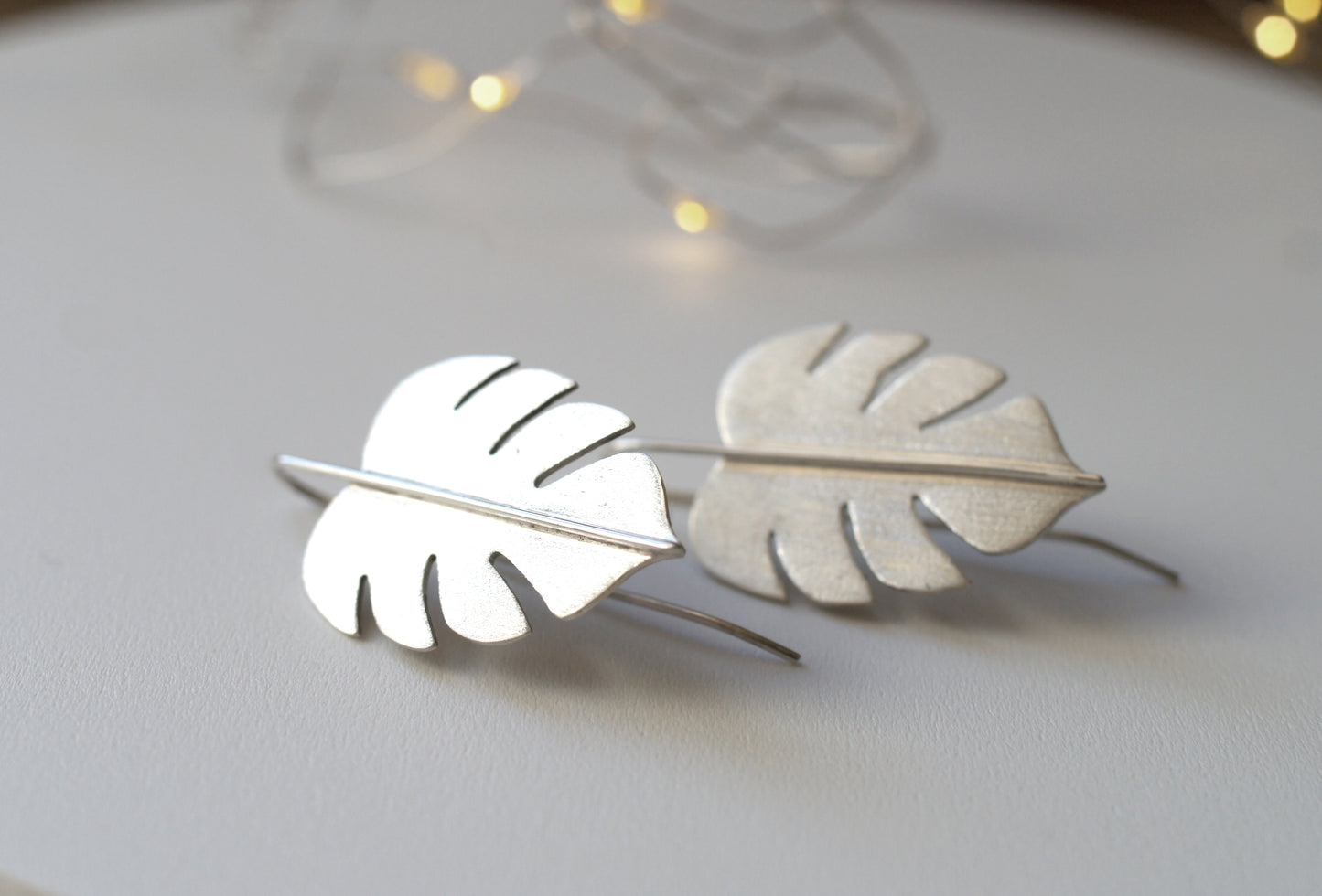 Pendientes Monstera de plata