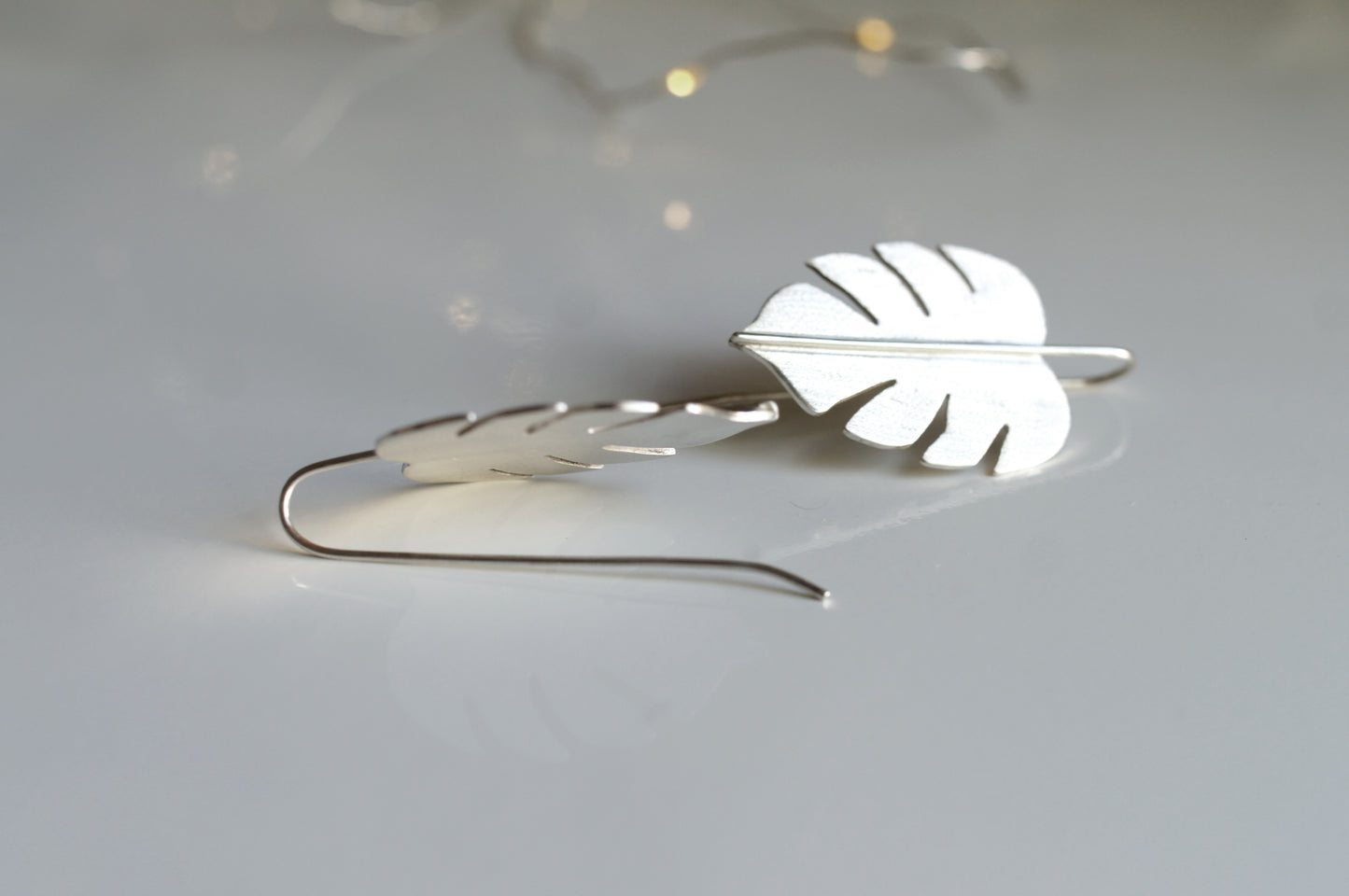 Pendientes Monstera de plata